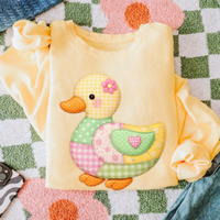 Duck Spring Tones Quilted Faux Patch Digital Design, PNG