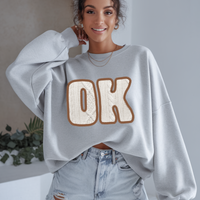 Oklahoma OK Sweater Patch in Cream & Brown Digital Design, PNG