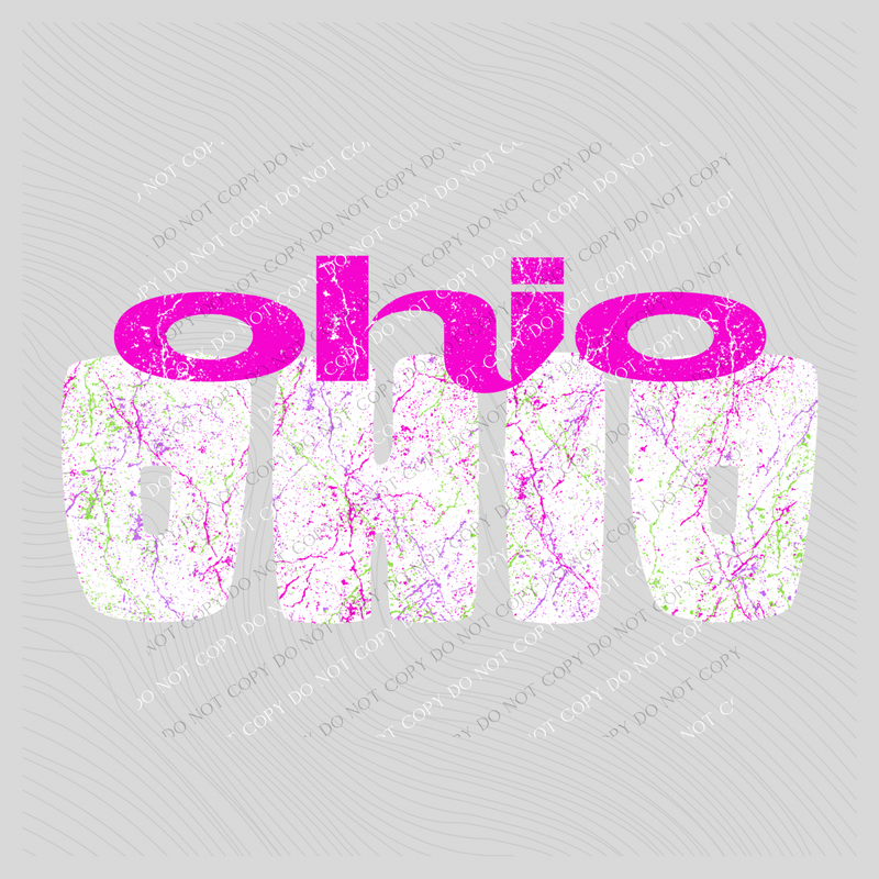 Ohio Crackle in Neons & White Digital Design, PNG