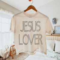 Jesus Lover Simple Outline in Black Digital Design, PNG