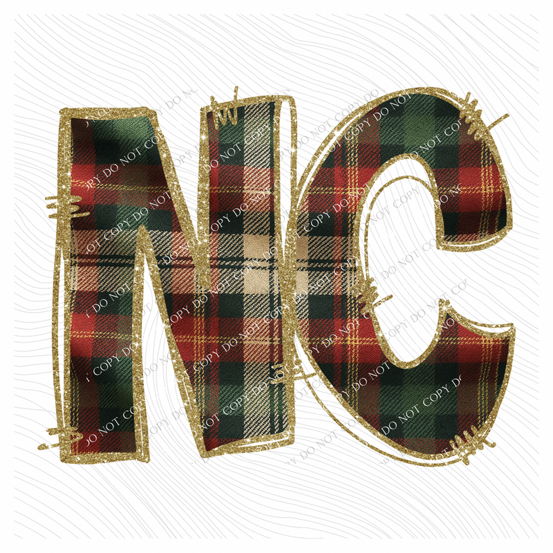 North Carolina Glitter & Plaid Digital Download, PNG