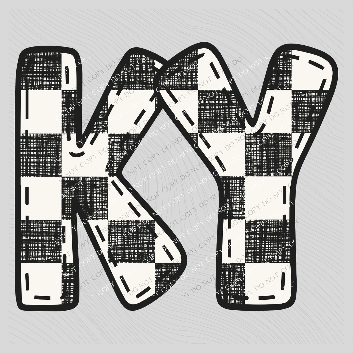 KY Kentucky Bubble Stitch Distressed Checkers Black White Digital Design, PNG