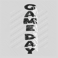 Game Day Bobcats Vertical Distressed in Black & White Digital Design, PNG