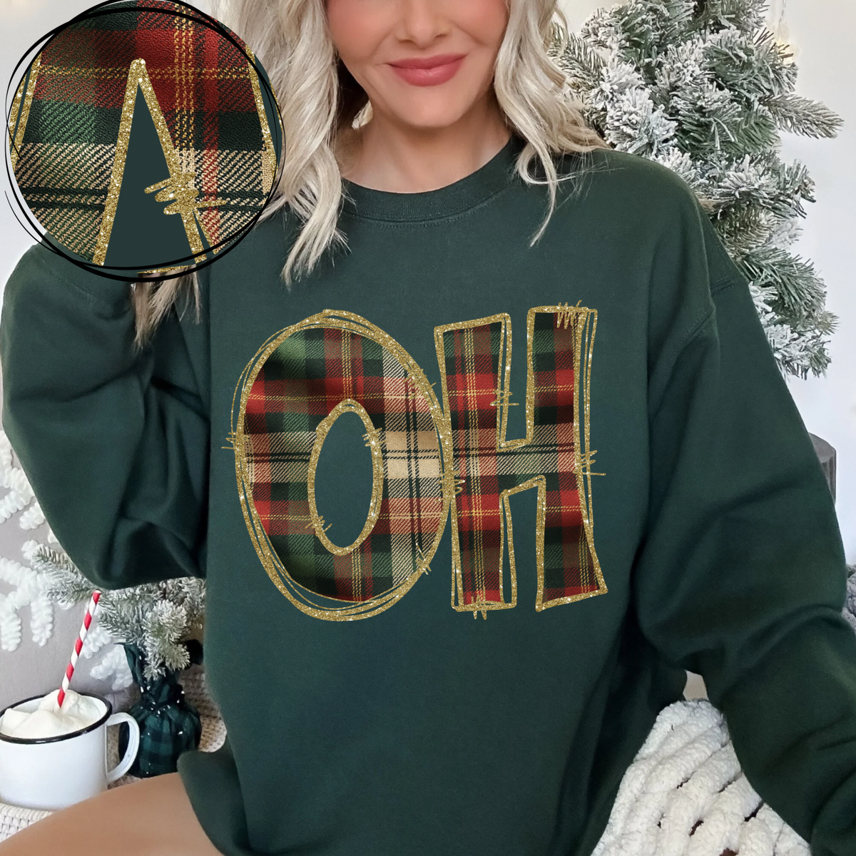 Ohio Glitter & Plaid Digital Download, PNG