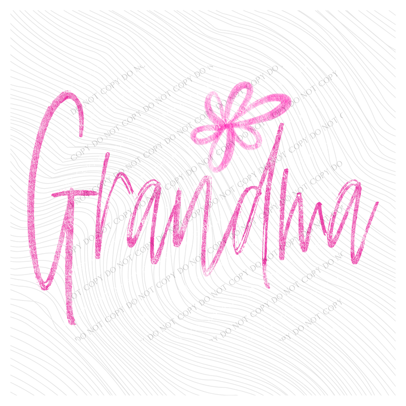 Grandma Flower Chalk Script Pink Digital Design, PNG