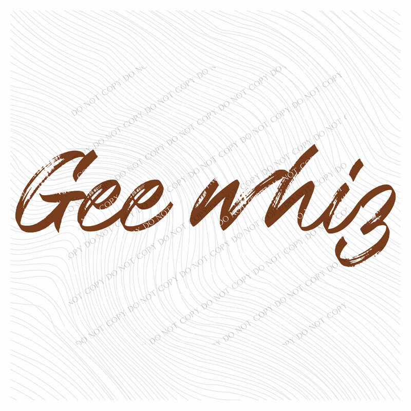 Gee Whiz Western Script in Brown Digital Design, PNG