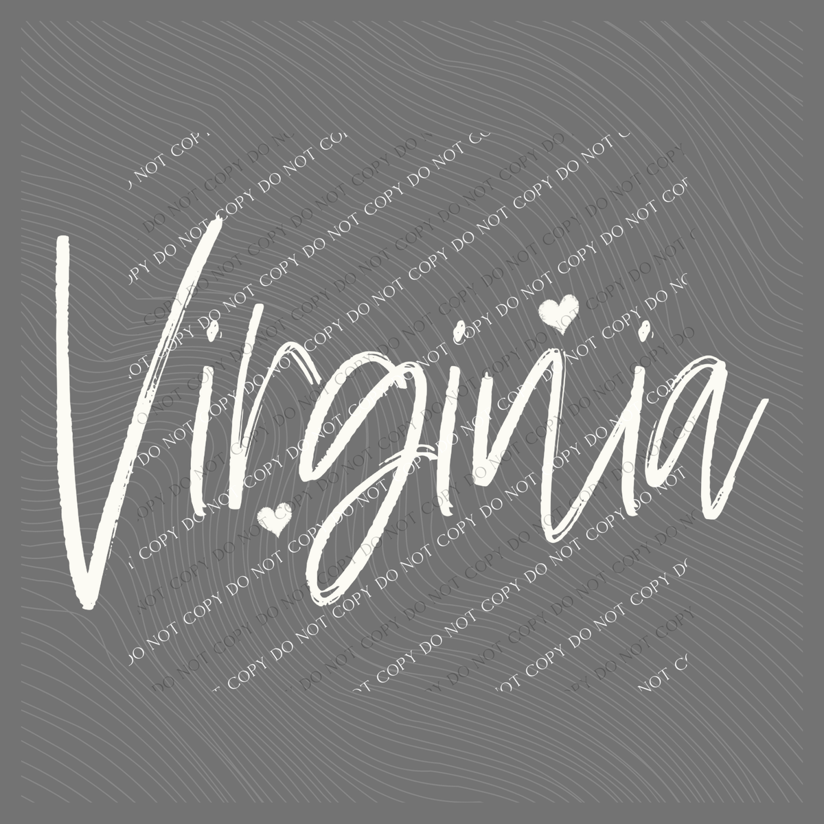 Virginia Sketched Script Hearts in Off-white Digital Design, PNG