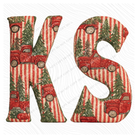 KS Kansas Striped Christmas Red Truck 3D Texture Fabric Style Digital Download, PNG