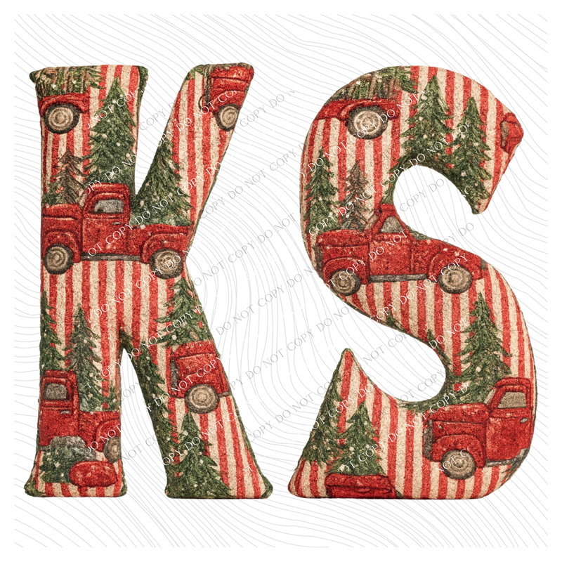 KS Kansas Striped Christmas Red Truck 3D Texture Fabric Style Digital Download, PNG