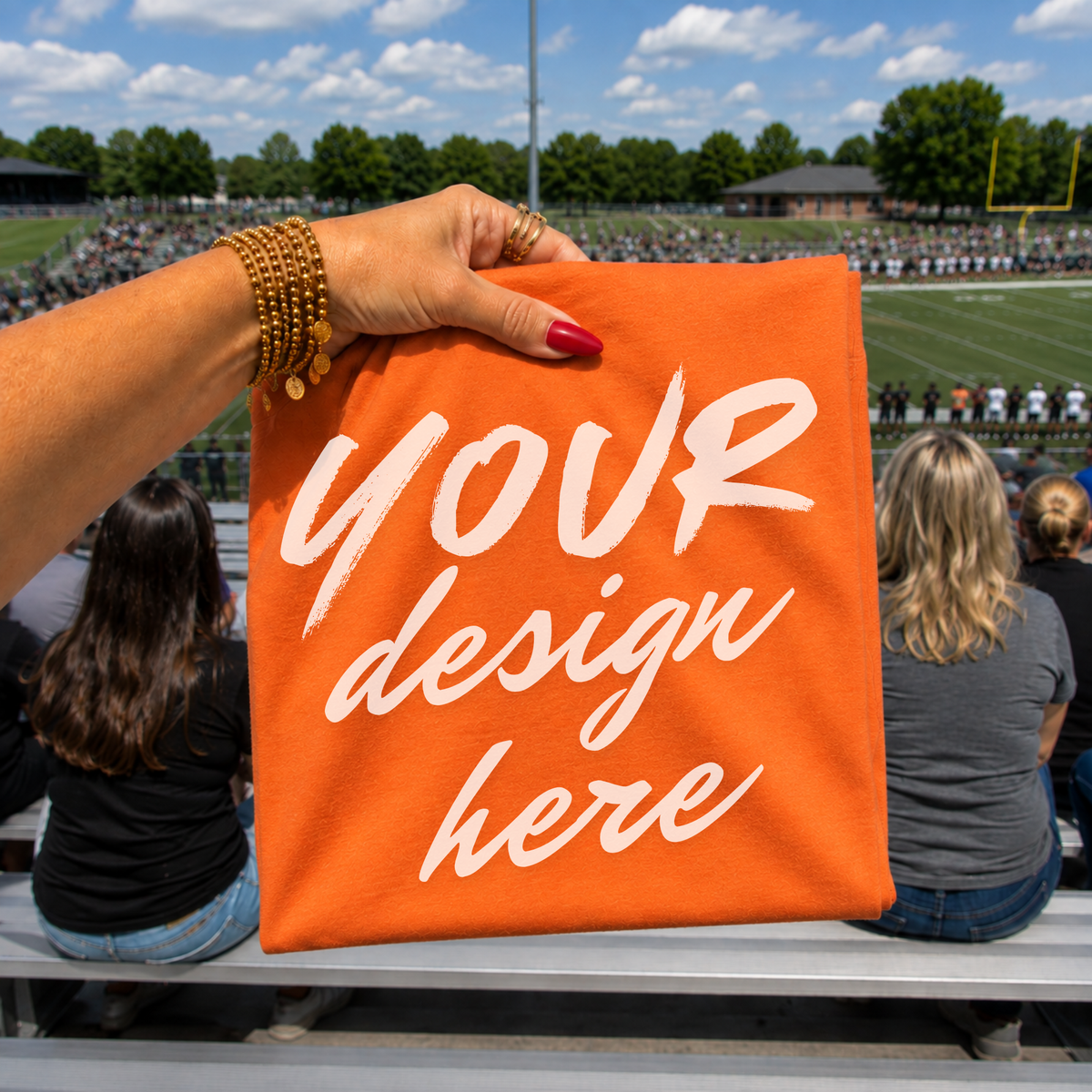 Game Day Sports Flatlay Mockup, Gildan G500 Orange