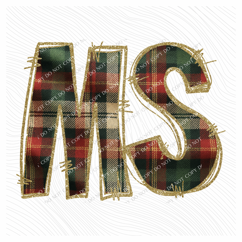 Mississippi Glitter & Plaid Digital Download, PNG