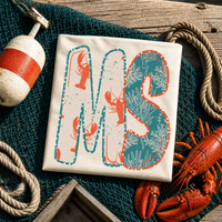MS Mississippi  Lobster Coral Reef Polka Dot Outline Digital Design, PNG