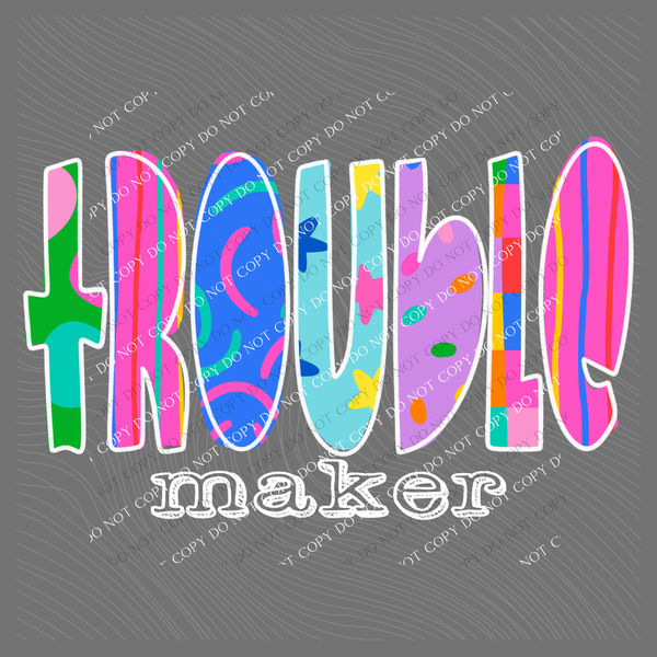 Trouble Maker Color Pop Doodle Digital Design, PNG