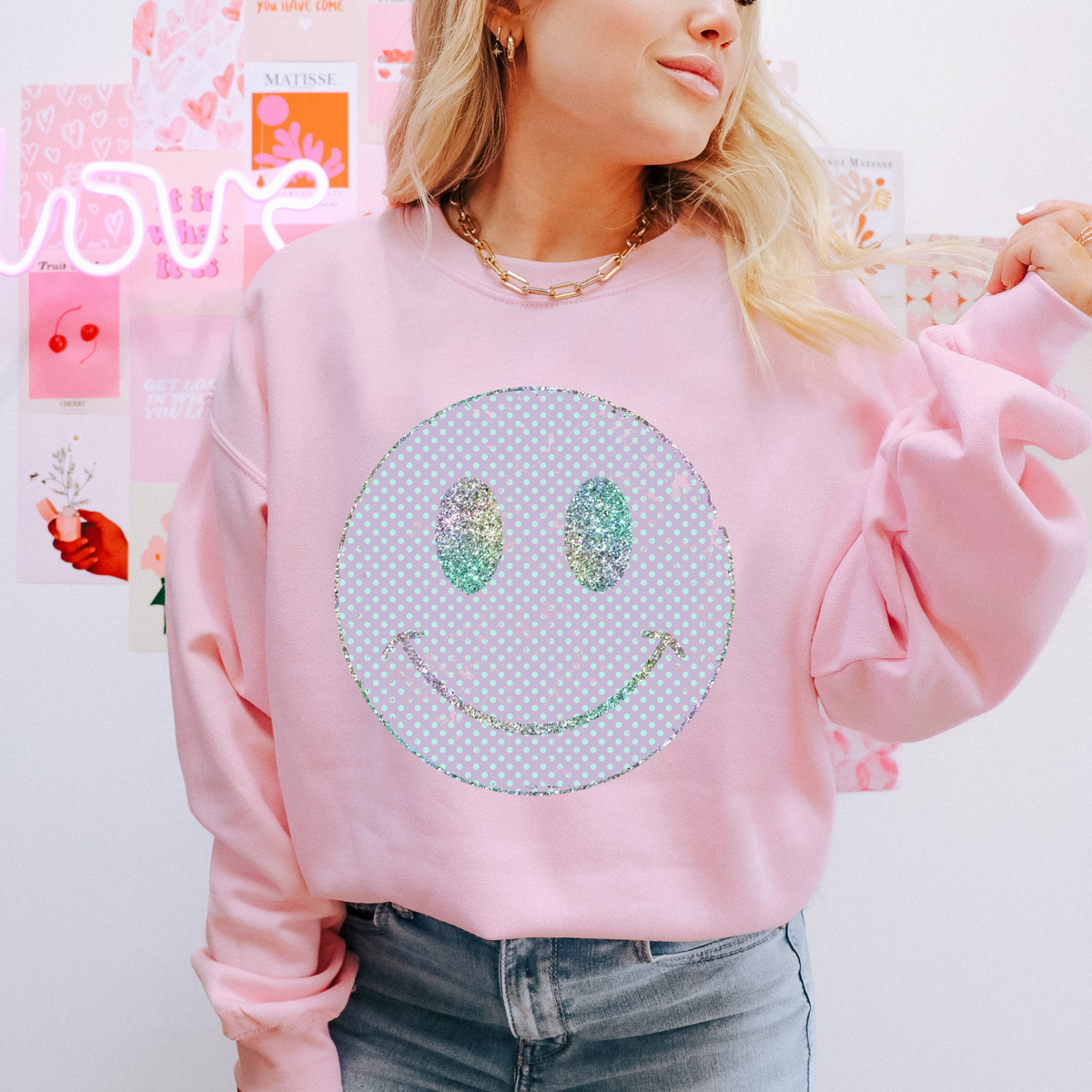 All Smiles Polka Lilac Dots & Glitter Distressed Digital Design, PNG