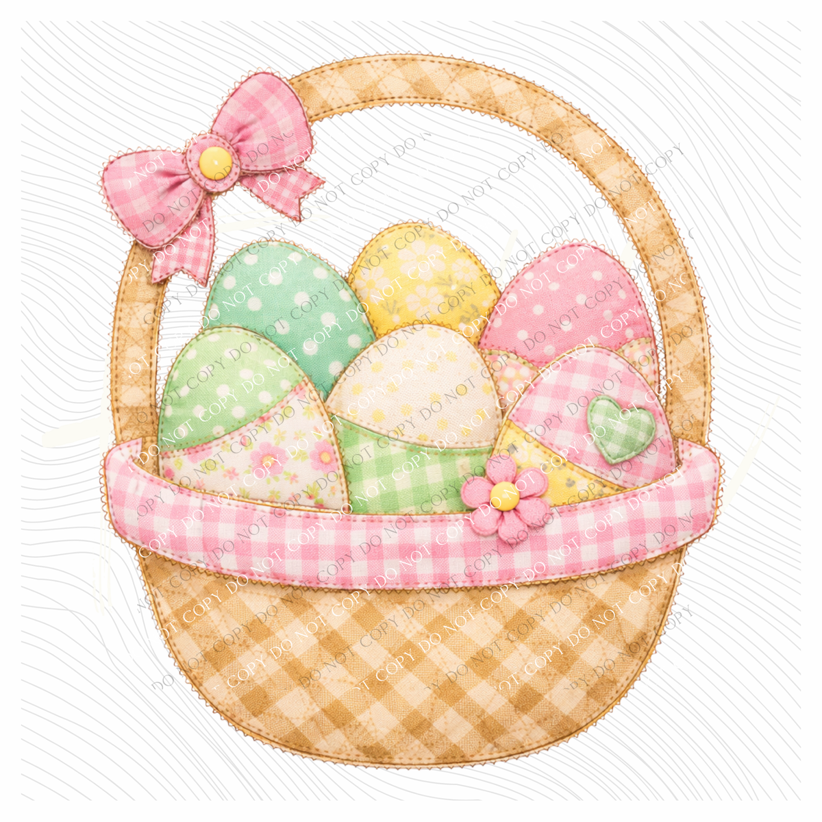 Easter Basket Spring Tones Quilted Faux Patch Digital Design, PNG