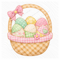 Easter Basket Spring Tones Quilted Faux Patch Digital Design, PNG