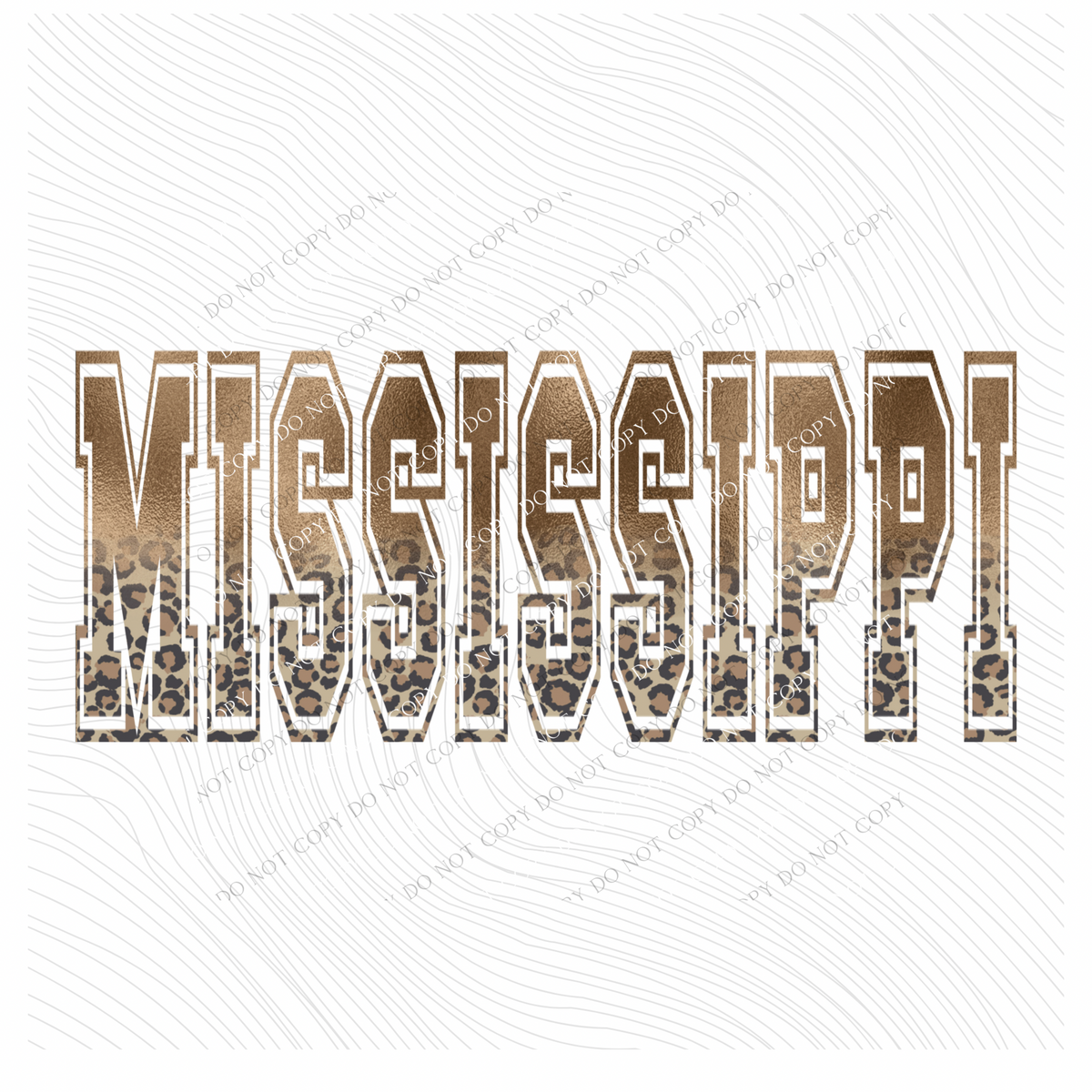 Mississippi Ombre Gold Foil and Leopard Varsity Digital Design, PNG