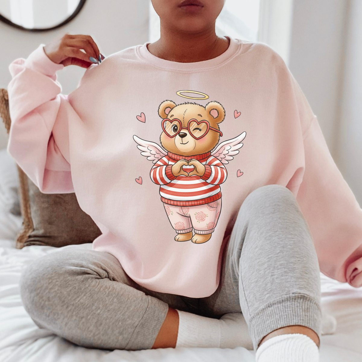 Heart Hands Whimsy Bear Valentine’s Sketch Digital Design, PNG