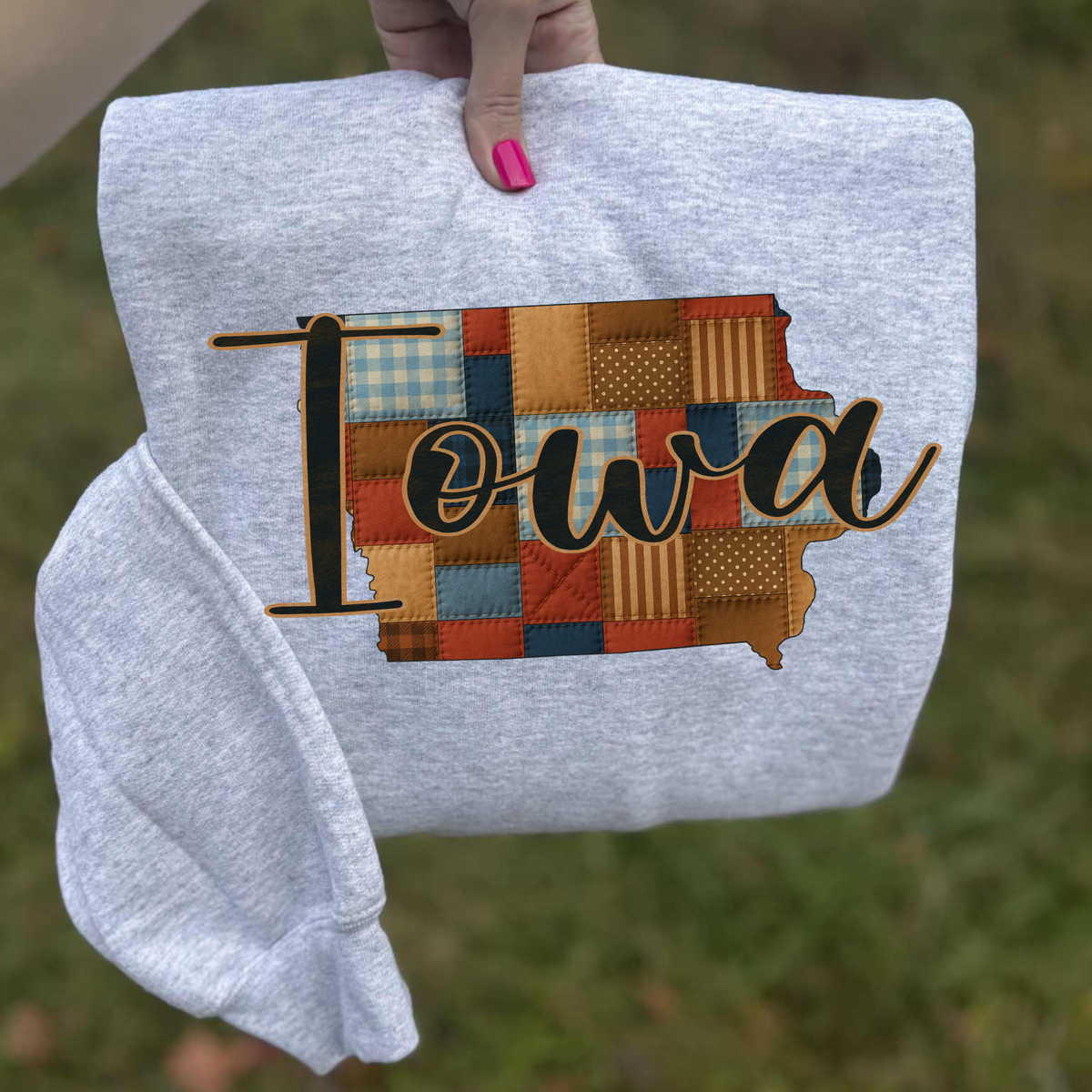 Iowa Quilted Script State Digital Design, PNG