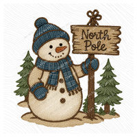 North Pole Snowman Faux Patch Digital Download, PNG