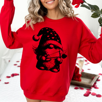 Valentine’s Heart Gnome Black Outline Digital Design, PNG