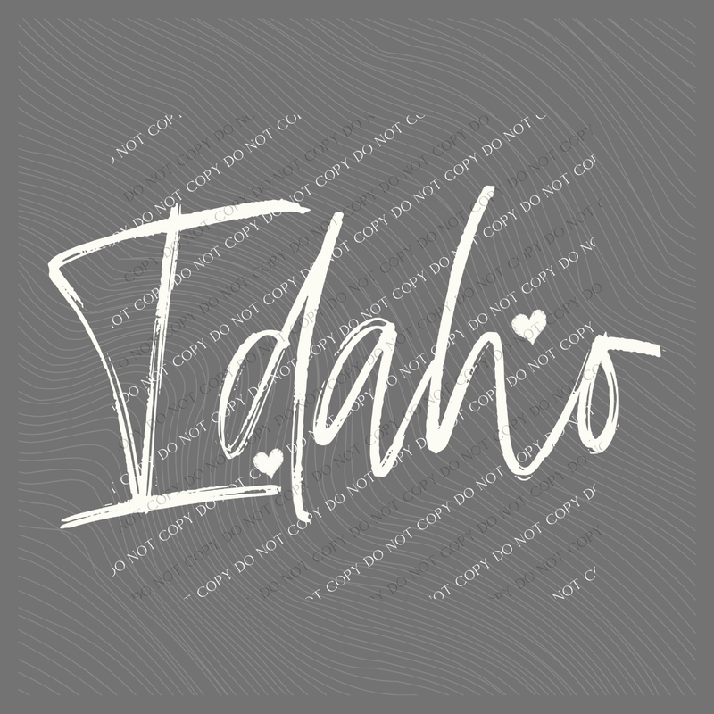 Idaho Sketched Script Hearts in Off-white Digital Design, PNG