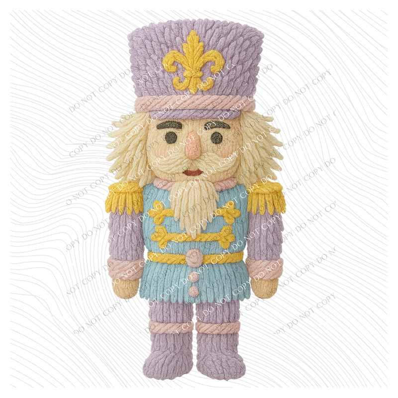 Nutcracker in 3D Yarn Style in Pastels Digital Download, PNG