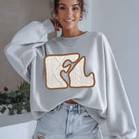 Florida FL Sweater Patch in Cream & Brown Digital Design, PNG