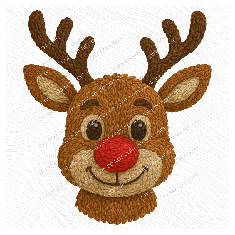 Reindeer in Cute 3D Crochet Style Digital Download, PNG