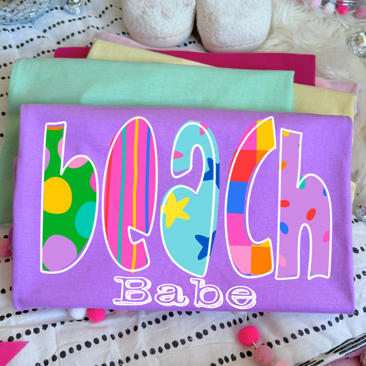 Beach Babe Color Pop Doodle Digital Design, PNG