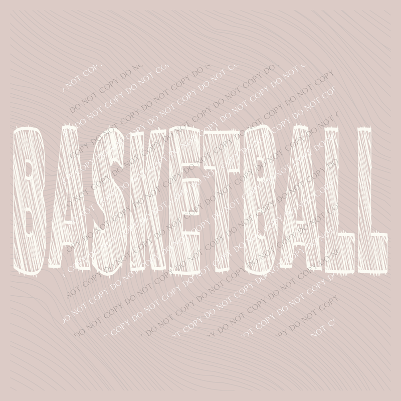 Basketball Scribble in Cream White Digital Design, PNG