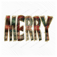 Merry Glitter & Plaid Digital Download, PNG