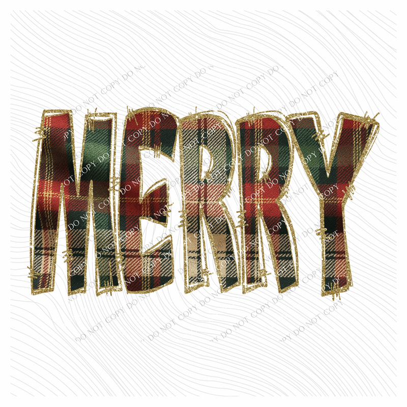Merry Glitter & Plaid Digital Download, PNG