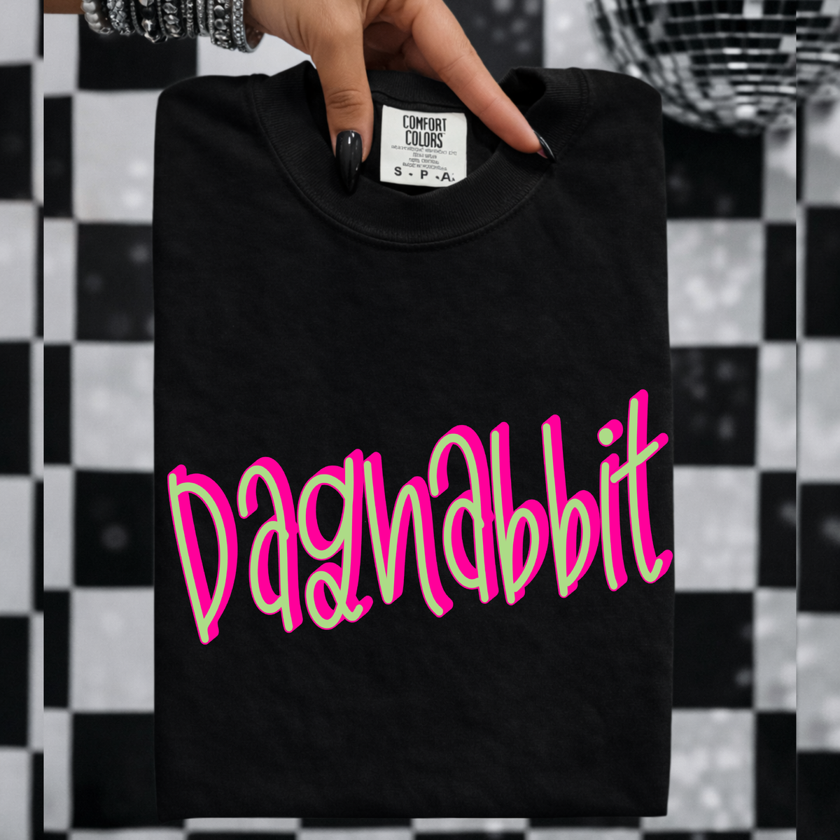 Dagnabbit 3D Sassy Script Bright Pink & Green Digital Design, PNG