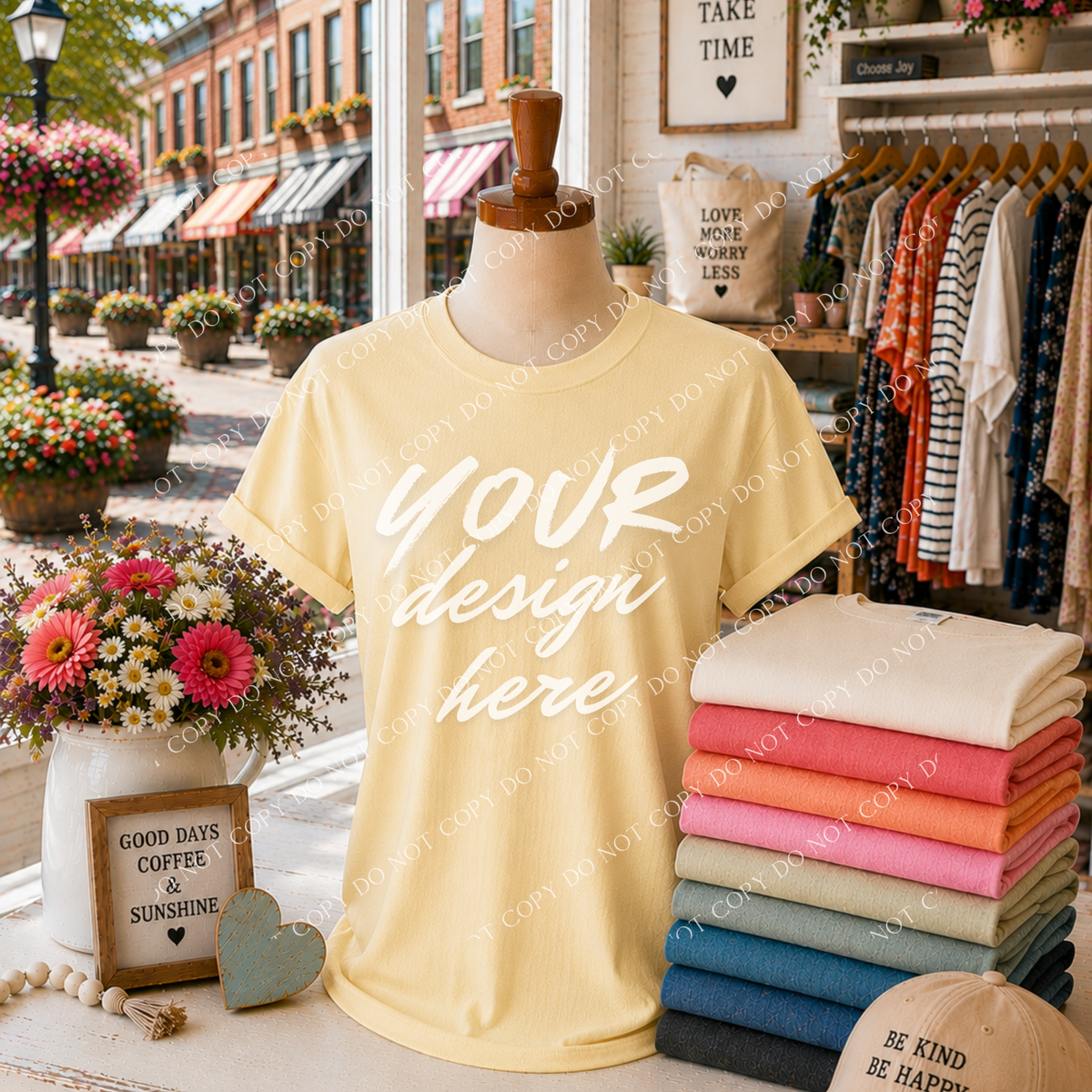 Blank Everyday Boutique Mockup, Comfort Colors 1717 Butter