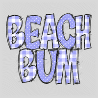 Beach Bum Doodle Gingham, Dots & Glitter in Lilac Digital Design, PNG