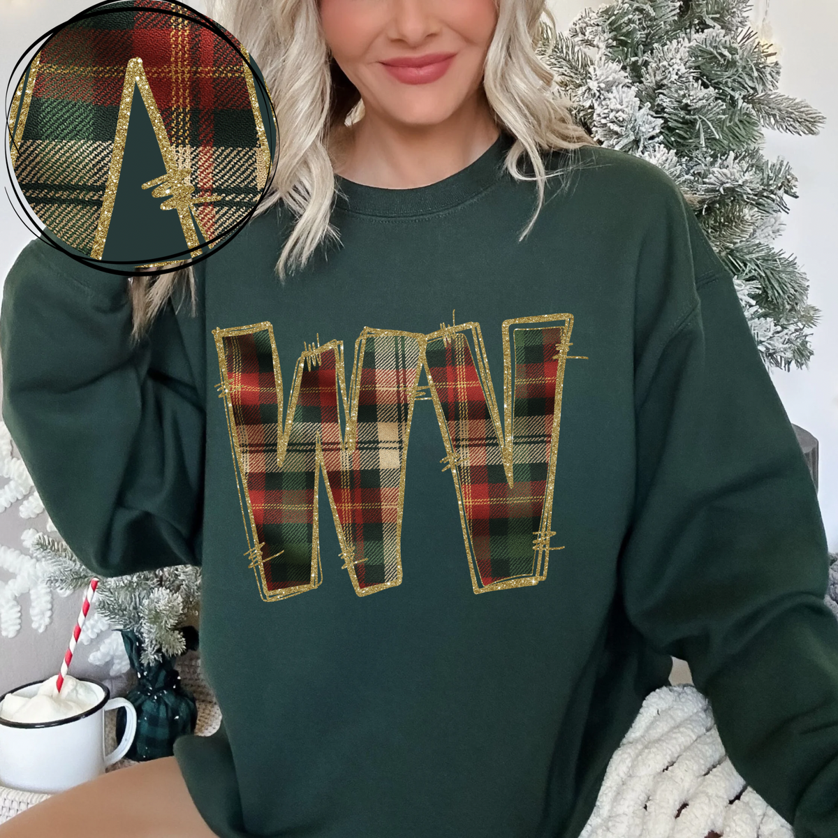 West Virginia Glitter & Plaid Digital Download, PNG