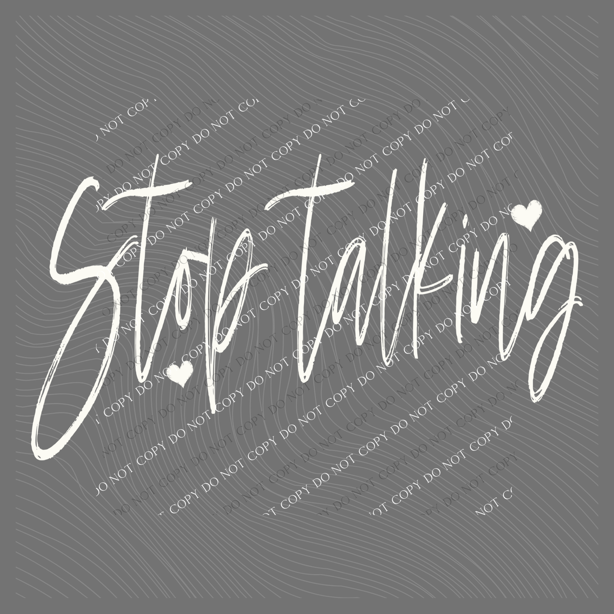 Stop Talking Sketched Script Hearts in Off-white Digital Design, PNG