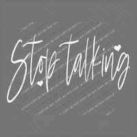 Stop Talking Sketched Script Hearts in Off-white Digital Design, PNG