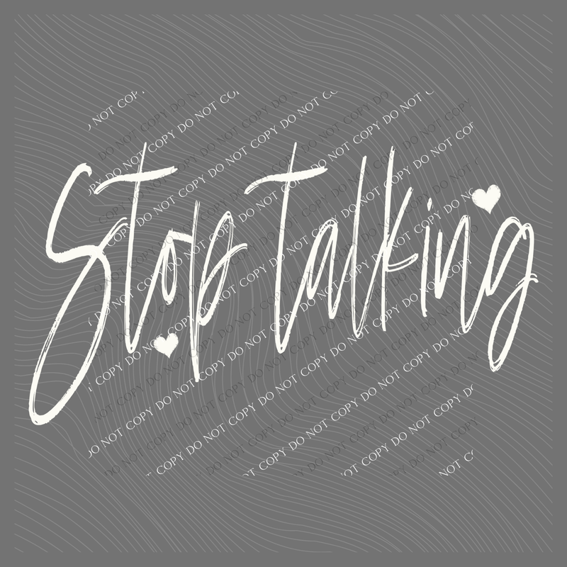 Stop Talking Sketched Script Hearts in Off-white Digital Design, PNG