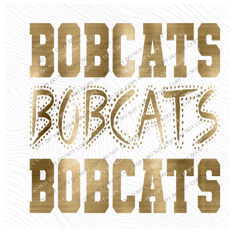 Bobcats Varsity Polka Dot Texture Foil Gold Digital Design, PNG