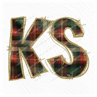 Kansas Glitter & Plaid Digital Download, PNG