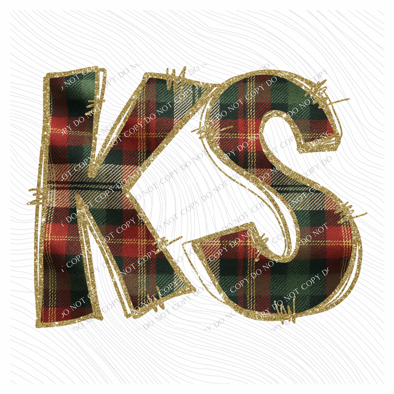 Kansas Glitter & Plaid Digital Download, PNG