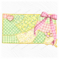 South Dakota Spring Tones Quilted Faux State Patch with Bow Digital Design, PNG