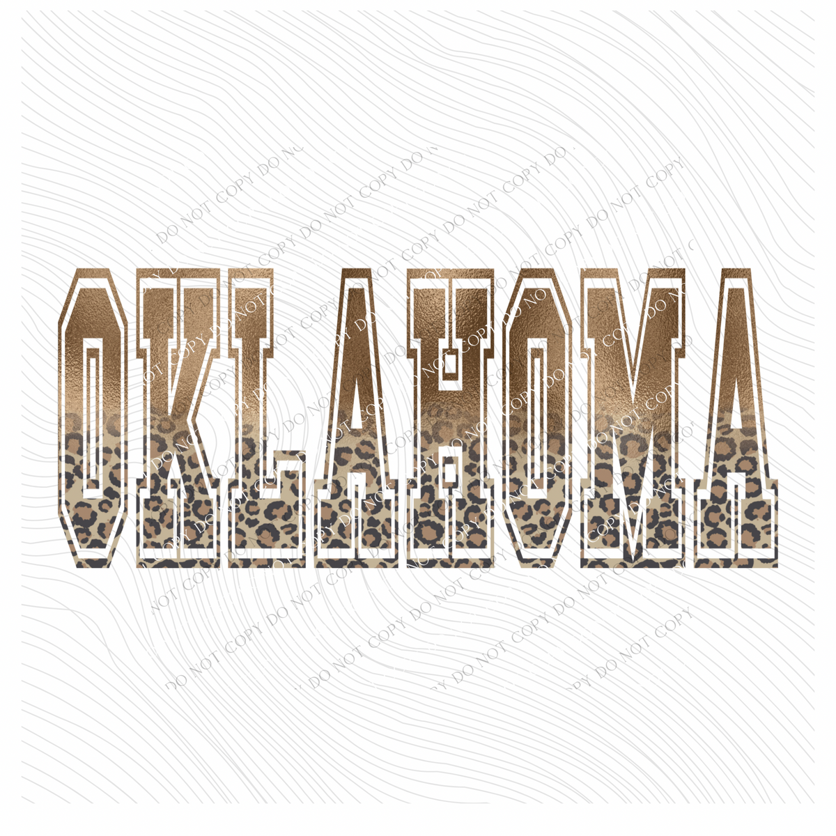 Oklahoma Ombre Gold Foil and Leopard Varsity Digital Design, PNG