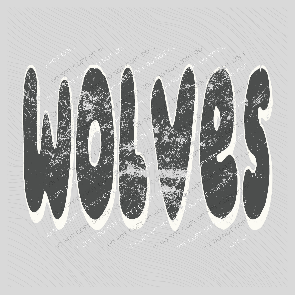 Wolves Retro Distressed in Charcoal & White Digital Design, PNG