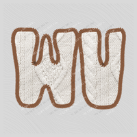 West Virginia WV Sweater Patch in Cream & Brown Digital Design, PNG