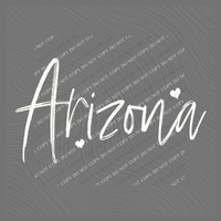 Arizona Sketched Script Hearts in Off-white Digital Design, PNG