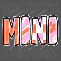 Mini Retro Distressed Pink & Red Patchwork Digital Design, PNG