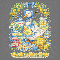 Lemons Gingham Goose Distressed Digital Design, PNG